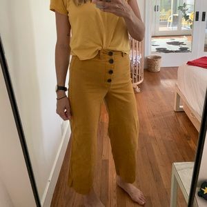Madewell Mustard Wide-Leg Button-Front Pants